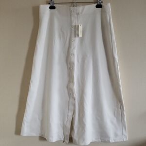 Max Studio Off-White Button-Front A-Line Skirt
